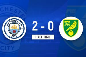 中场战报：曼城以2-0领先诺维奇，布阿迪助力谢尔基轻松得分，17岁新星桑巴独中一元